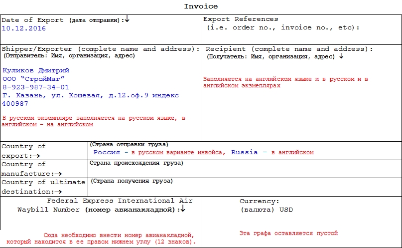 Инвойс что это образец