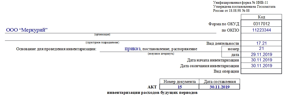 Форма 0504089 образец заполнения для бюджетного учреждения