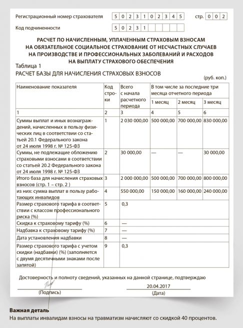 Отчет об использовании сумм страховых взносов на финансовое обеспечение предупредительных мер в 1с